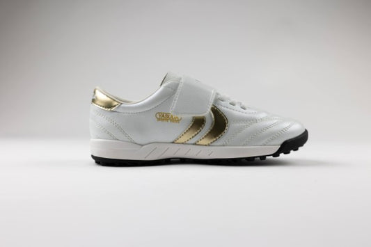 Ligaresta TF Kids | 2026 Limited Edition "Gold Package" (White/Gold) - Velcro Turf Soccer Shoes for Kids