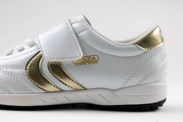 Ligaresta TF Kids | 2026 Limited Edition "Gold Package" (White/Gold) - Velcro Turf Soccer Shoes for Kids